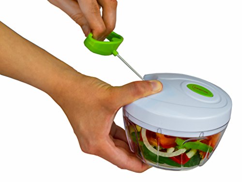 Brieftons Manual Food Chopper, Compact & Powerful Hand Held Vegetable Chopper / Blender to Chop Fruits / Vegetables / Nuts / Herbs / Onions / Garlics for Salsa / Salad / Pesto / Coleslaw / Puree