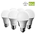 Glolux A19 LED Light Bulb, 60 Watt Equivalent, 800 Lumens, E26 Base Soft White 3000K 9 Watt Pack of 6