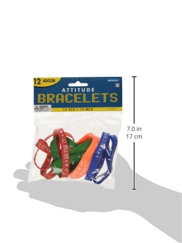 Soccer Goal Birthday Party Bracelets Favour, Silicone, 9" x 1", Pack of 12