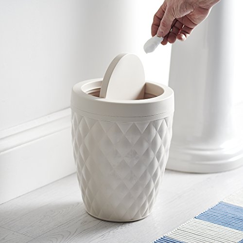 Addis Diamond Style Round Swing Lid Bathroom Bin, White, 5 Litre Buy