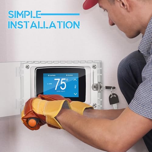 TERRIFI Universal Thermostat Lock Box with Key, Ac Lock Box Cover - Clear Protective Cover for Wall-Mounted Thermostats (Up to 6.3" x 4.5" x 2.3") - Secure AC Thermostat Guard