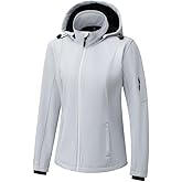 GGleaf Women's Softshell Jacket Light Insulated Windbreaker Hooded Windproof Coat for Outdoor Hiking