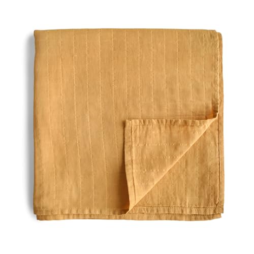 Mushie Muslin Baby Swaddle Blanket | Baby & Toddler Swaddle | Material: 100% Organic Cotton | Pre-Washed for Softness | Breathable | Keep Child Warm & Cuddly (Fall Yellow) — image 1