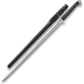 Honshu Boshin Double Edge Sword | 30 1/2" Blade with TPR Handle, Steel Pommel &amp; Guard, Wood Scabbard Wrapped in Faux Leather