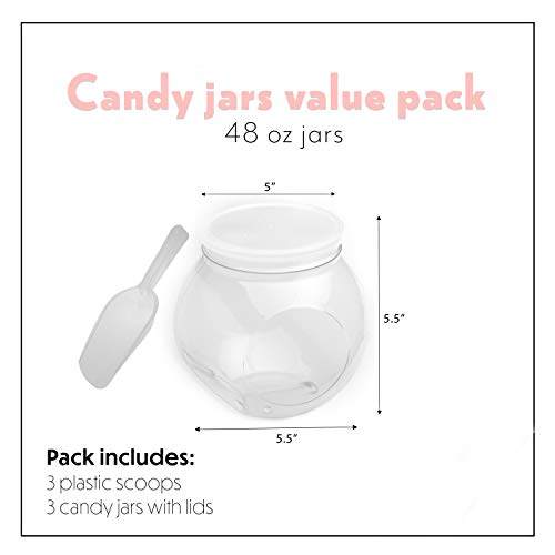 Plastic Candy Jars For Candy Buffet Pack Of 3 Containers With Lids
