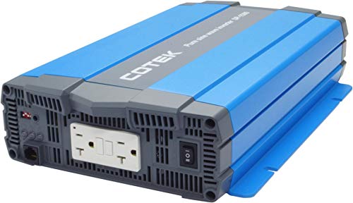 COTEK SP1500-112 1500 Watt 12 Volt Pure Sine Wave Inverter | Wide Input Voltage Range | Power ON / OFF Remote Control (Green Terminal) | Output Voltage and Frequency Selectable