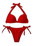 Romwe Women'2 Piece Halter Push up Bikini Set Tie