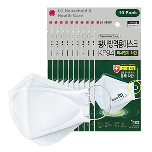 Airwasher] KF94 Disposable Face Mask Made in Korea, White Breathable