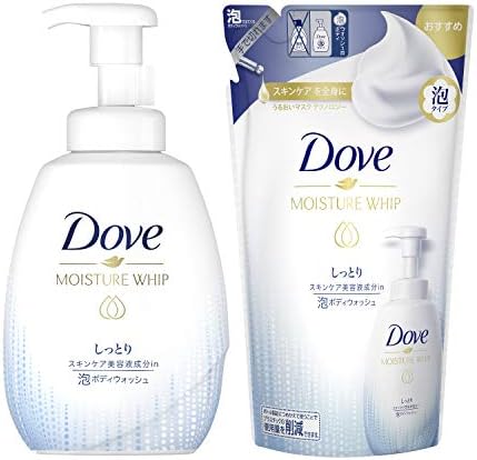 Dove Moisturizing Whip Foam Body Wash Moisturizing Pump + Refill Body Soap, 19.9 oz (540 g) + 15.9 oz (430 g)