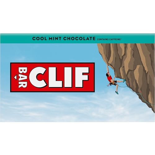 CLIF BAR – COOL MINT CHOCOLATE WITH CAFFEINE – MADE WITH ORGANIC OATS – ENERGY BARS – NON-GMO – PLANT BASED PROTEIN BARS (10 PACK)