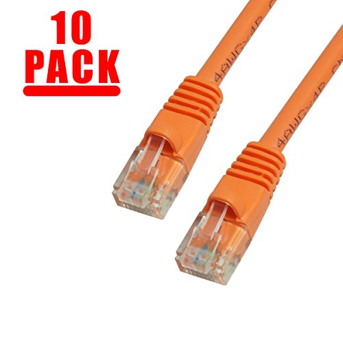 GRANDMAX CAT6 10FT Orange RJ45, 550MHz, UTP Ethernet Network Patch Cable Snagless/Molded Bubble Boot, 10 Pack