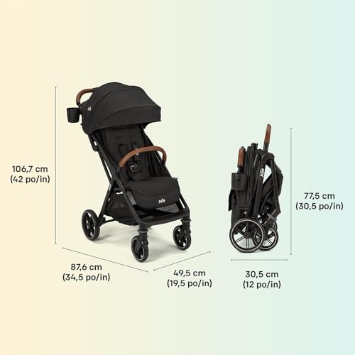 Joie Nutmeg Compact Travel Stroller – Lightweight, with One-Hand Fold, Multi-Position Recline – Newborn to Toddler-Travel-Friendly Design (Thunder)