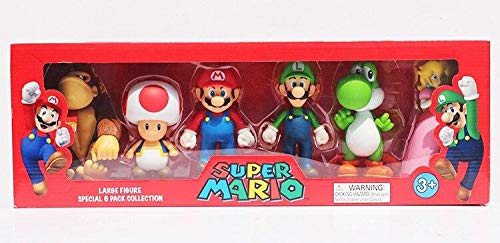 Nintendo Mario Super Large 6 Figure Box Set, Luigi, Donkey Kong, Yoshi, Toad And Princess