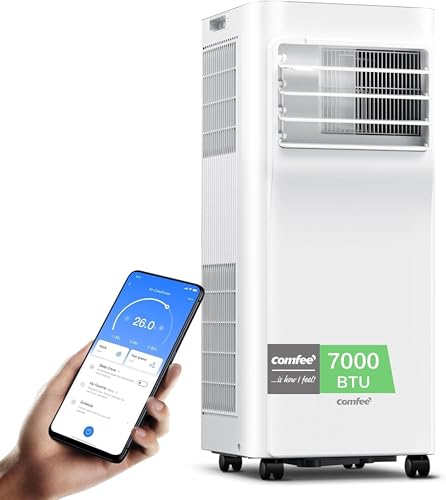Pingüino Aire Acondicionado Portátil 3 en 1 | 7000 BTU/1800 Frigorías Con App + Mando a Distancia | Climatizador y Deshumidificador | Bajo Consumo | Función Follow Me | Incluye kit de ventana