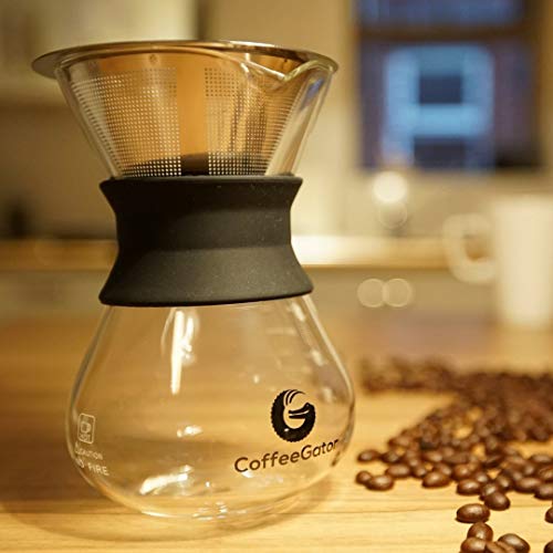 Coffee Gator Pour Over Coffee Maker 10.5 oz Paperless, Portable, Drip