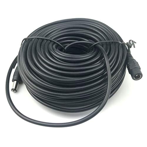 Vanxse CCTV 20M 2.1x5.5mm Dc 12v Power Extension Cable for CCTV Security Cameras IP Camera Dvr Standalone-20meters Black