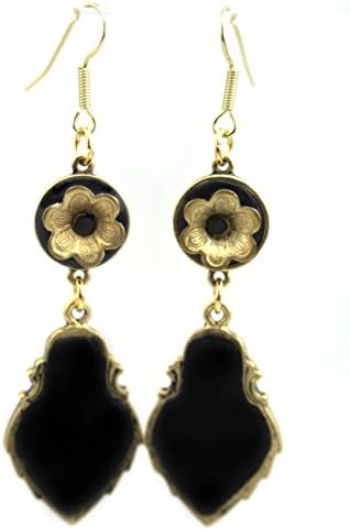 Pretty Black Drop Flower Earrings - 100% USA Handmade Austin by Gay Isber