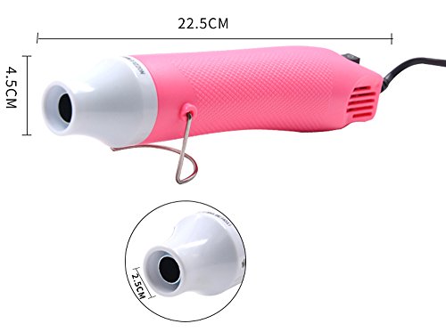Heat Gun,mofa Hot Air Gun Tools Shrink Gun with Stand For DIY Embossing And Drying Paint Multi-Purpose Electric Heating Nozzle 300W 110V(Pink,White) - Thumbnail 3
