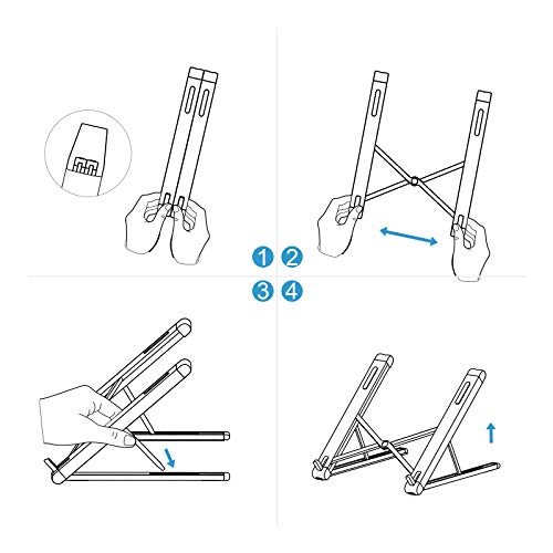 Magichold Portable Laptop Stand, Computer Laptop Holder, Aluminum Laptop Tablet Stand Riser with 6 Levels Height Adjustment, Fully Foldable, Supports up to 10 lbs, Fits up to 15.6 Laptop (Dark Gray) - Thumbnail 5