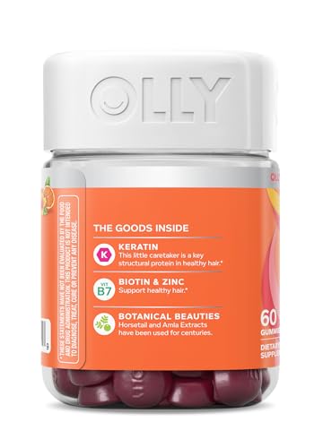 OLLY HEAVENLY HAIR GUMMY, SUPPORTS HEALTHY HAIR, KERATIN, BIOTIN, AMLA, CHEWABLE SUPPLEMENT, 30 DAY SUPPLY – 60 COUNT