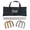 Champion Sports Horseshoe Set: Traditional Outdoor Lawn Game includes Four Professional Solid Steel Horseshoes with…