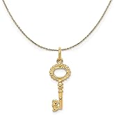 The Black Bow 14k Yellow Gold Key To My Heart, Heart Bit Necklace