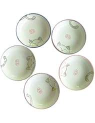 5pcs Ceramics Japanese Cat Seasoning Dishes Sushi Dipping Bowl Appetizer Plate Dessert Plate -3.6