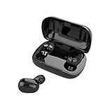 True Wireless Earbuds, Bluetooth 5.0 Headphones Noise Cancelling with Dual Microphones, TWS in Ear Earphones with Charging Case Mini Invisible Earpieces Binaural Stereo for Sports Running Workout Gym