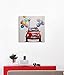 SEVEN WALL ARTS - Modern Animal Dog Painting Ready to Hang for Living Room Kids Room Home Décor (Blue Car, 24 x 24 Inch)