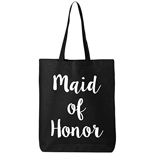 Maid of Honor Cotton Canvas Tote Bag in Black - One Size