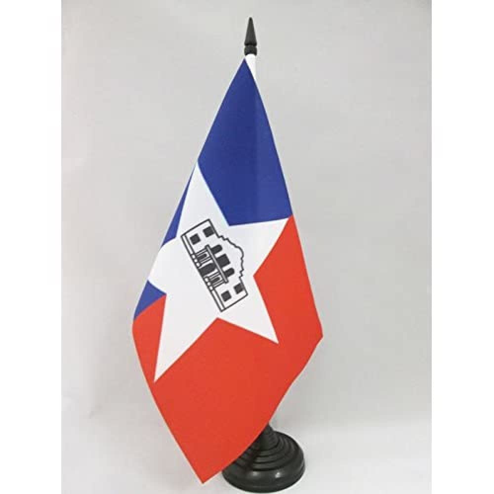 AZ FLAG San Antonio Table Flag 5'' x 8'' - San Antonio city Office Decoration 100% Polyester 21 x 14 cm - Mini Desk Flag with Pole and Black Plastic Base