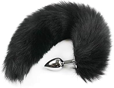 Black Wolf Fake Hair Lovely Metal P-Lug Long Privacy Toy Animal Roleplay Interesting Products Shop,Black