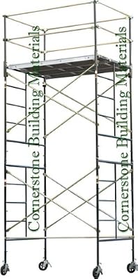 Stages Scaffolding Rolling Tower 5' X 7' X 14'2" High With 3 Decks And Guard Rail Cbm1290