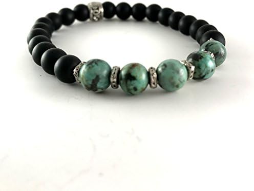 Wirstband for Men Black Matte Onyx Beaded Stretchy Bracelet Gift for him Elastic Bangle