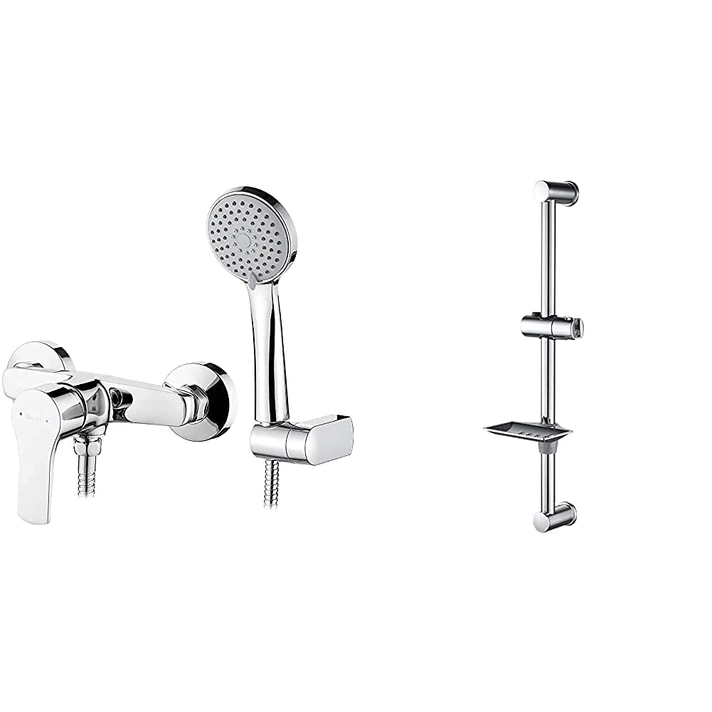 Ibergrif-M12057-Star-Completo-De-Grifo-Mezclador-De-Ducha-Monomando-Con-Alcachofa-Soporte-Manguera-Cromo-Plata