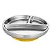 Avanchy Toddler Plates with Suction – Stainless Steel Divided Plates for Babies, BPA-Free, Dishwasher Safe, Unbreakable, Non-Toxic, 100% Silicone Suction – Yellow