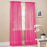 MONAGIFTS HOT PINK COLOR Voile Window Panel Solid sheer valance curtains 95