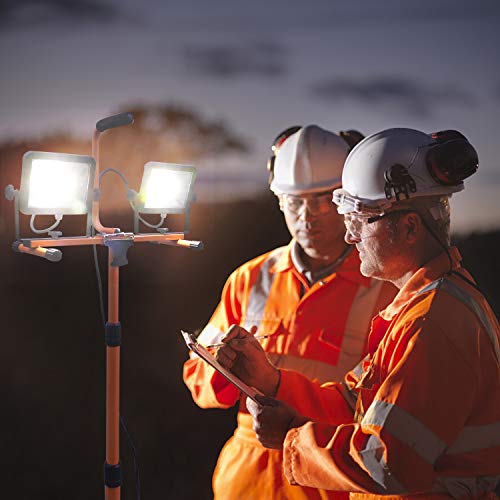 TACKLIFE 5400 Lumen Tripod LED Work Light with Two-Head Total 60W Work Lights, Metal Telescopic Tripod Stand, Rotating Waterproof Lamps and 16.5 Ft AC Power Cord - Thumbnail 5
