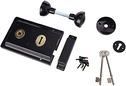 ERA Rim - Serratura con maniglie, 15 cm x 10 cm, colore: Nero