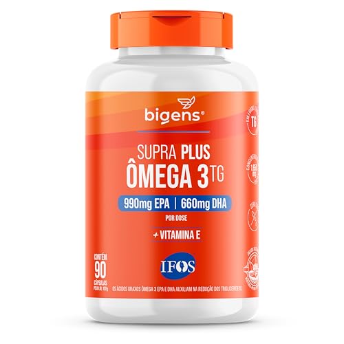 Bigens Supra Plus Ômega 3 + Vitamina E, 990mg EPA | 660mg DHA, Selo Internacional de Qualidade IFOS, 90 Cápsulas, Forma TG (Triglicerídeos)