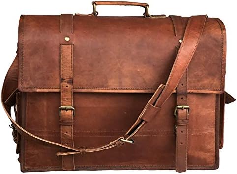 New 18/" Large Real Leather Messenger Bag Laptop Macbook Satchel Crossbody Bag