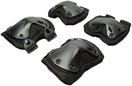 Skating Knee Elbow Support Pads Set Kneepad Elbow Guard,QANGEL Outdoors Safety Protection Sports Protective Gear for Scooter, Skateboard, Bicycle, Rollerblades (Black)