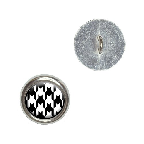 Graphics and More Preppy Houndstooth White Black Metal Craft Sewing Novelty Buttons - Set of 4
