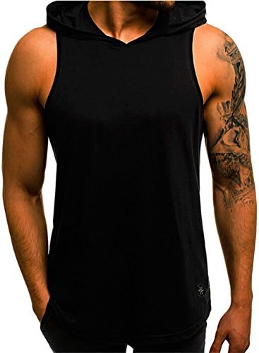 Men's Fashion Solid Hoodie Tank Vest Sleeveless Sports Tank Top Shirts for Men