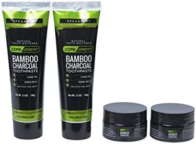 COALGREAT Activated Charcoal Toothpaste Combo – Set of 2 - All Natural Bamboo Charcoal Teeth Whitening Powder + Charcoal Toothpaste - Fights Gingivitis and Cavities