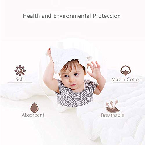 HOPAI Baby Muslin Burp Cloths Muslin Washcloth 4 Pack 6 Layers Large 20" by 10" Baby Burp Cloths of 100% Cotton Extra Absorbent and Soft for Sensitive Skin