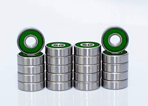 608-2RS Miniature Deep Groove Skateboard Bearings 8x22x7,Double Sealed,Black, Red, Green (Pack of 20)