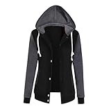 Jushye Women's Hoodies Jacket Coat, Ladies Autumn Hoody Fashion Long Sleeve Hoodie Sweatshirt Print Causal Tops Blouse (XL, Black)
