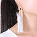 NLCAC Women Thread Tassel Dangle Earrings Silk Fringe Thread Drop Earrings for Parties (Grey)