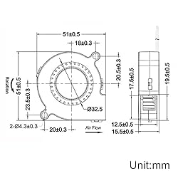 WINSINN 5015 Blower Fan 12V, 3D Printer 24 Volt